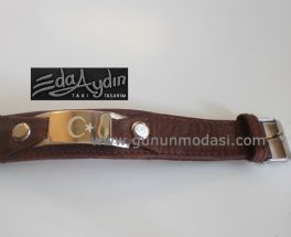 AY YILDIZLI DERÝ BÝLEKLÝK KAHVERENGÝ