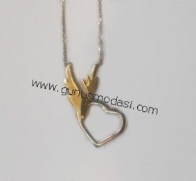 MELEK KANATLI KALP KOLYE